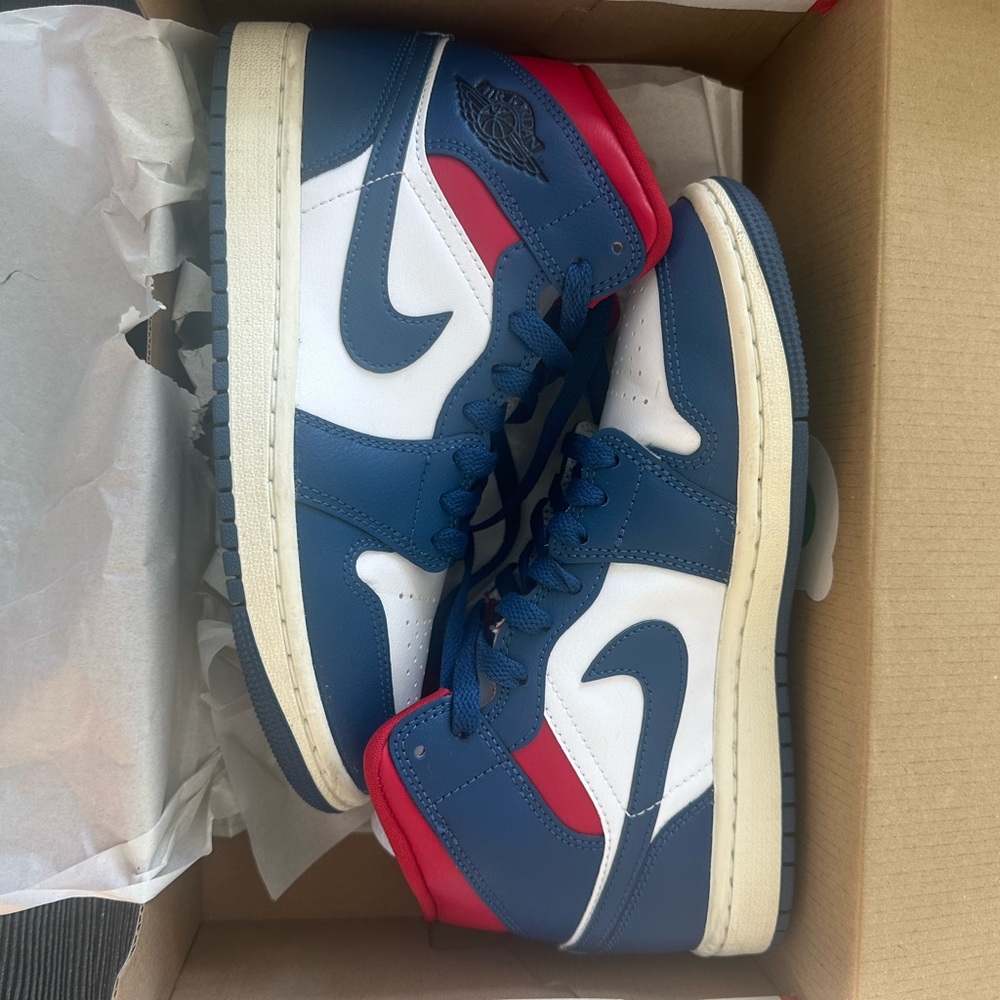 Nike Air Jordan 1 Mid USA Womens Sneaker Shoes Blue